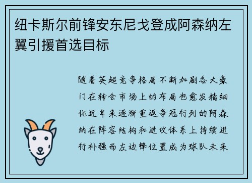 纽卡斯尔前锋安东尼戈登成阿森纳左翼引援首选目标
